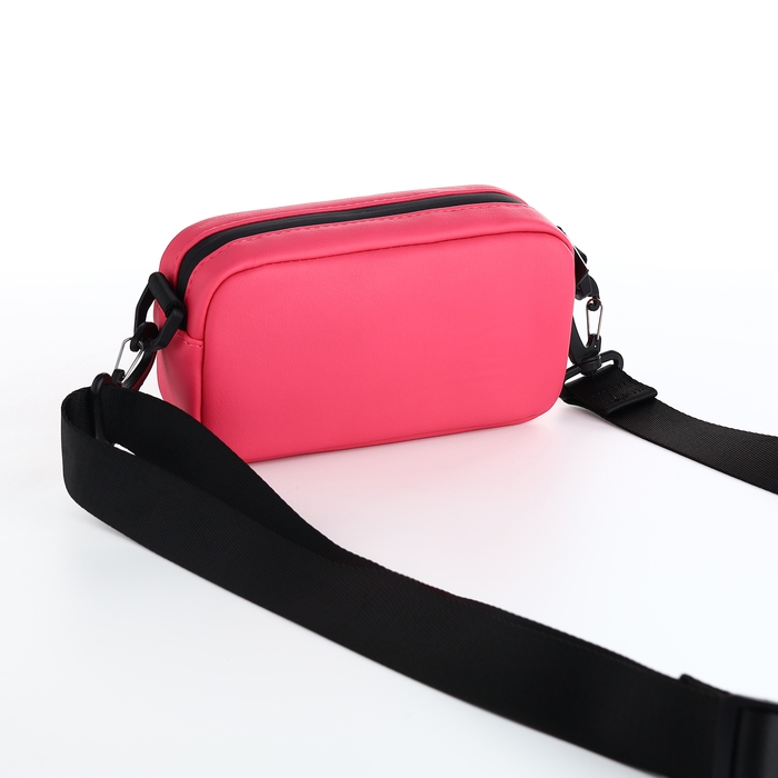 Сумка женская на молнии, TEXTURA, маленький размер, длинный ремень, цвет фуксия Сумка женская на молнии, TEXTURA, маленький размер, длинный ремень, цвет фуксия