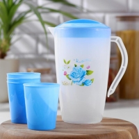 Набор питьевой &laquo;Оазис&raquo;, 5 предметов: кувшин 1,5 л, 4 стакана 200 мл, 17&times;13&times;20 см, цвет МИКС