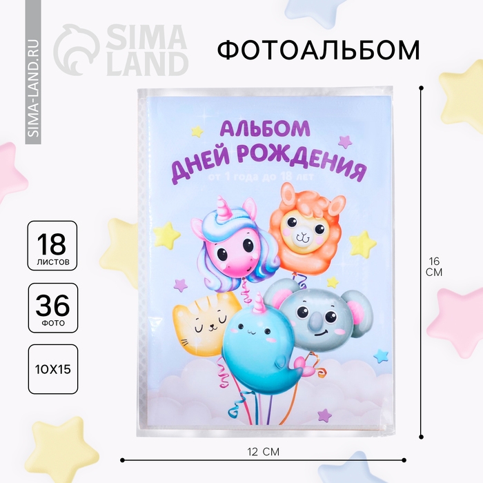 Фотоальбом 36 фото в мягкой обложке &laquo;Альбом дней рождения&raquo;