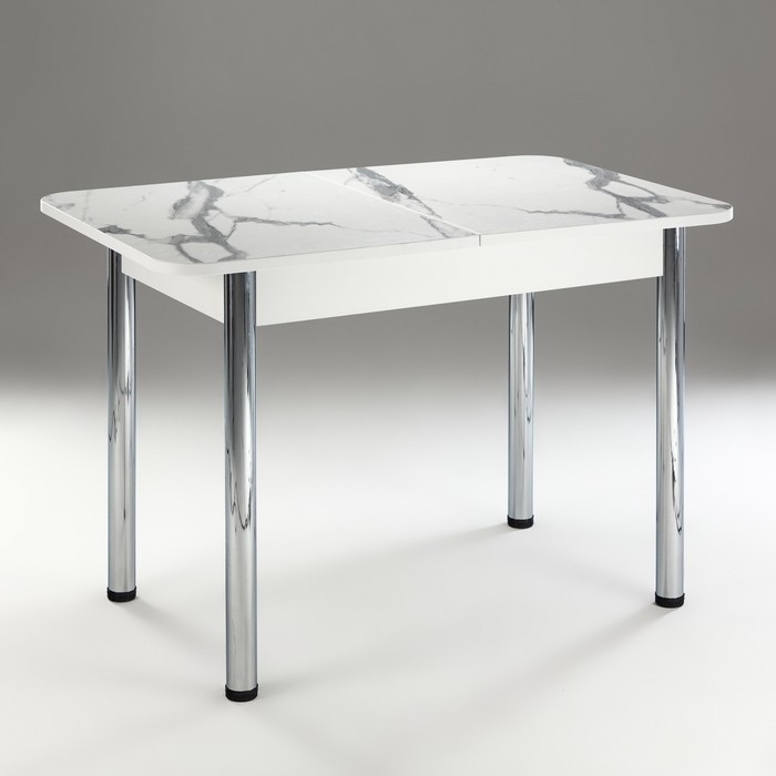 Стол кухонный раздвижной 1100(1500)х700х775, Белый/Мрамор белый пластик Стол кухонный раздвижной 1100(1500)х700х775, Белый/Мрамор белый пластик