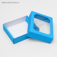 Коробка сборная, крышка-дно, с окном, голубая, МИКС голубого, 18 х 15 х 5 см