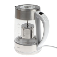 Чайник электрический DEERMA DEM-SH50W, стекло, 1.7 л, 2200 Вт, регулировка t&deg;, серебристый