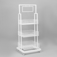 Стойка-накопитель разборный на колесах, 3 корзины, 1 топпер, 54,5×56×138 см, цвет белый Стойка-накопитель разборный на колесах, 3 корзины, 1 топпер, 54,5×56×138 см, цвет белый