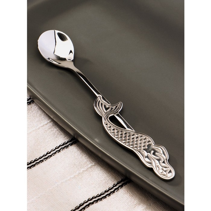 Ложка десертная из нержавеющей стали Magistro «Русалочка», длина 16 см, цвет серебряный Ложка десертная из нержавеющей стали Magistro «Русалочка», длина 16 см, цвет серебряный