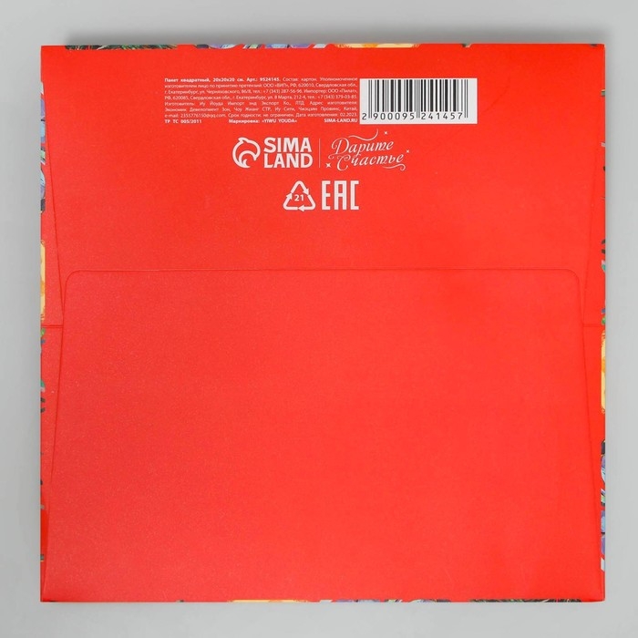 Пакет квадратный &laquo;Счастья в Новом Году&raquo;, 20 х 20 х 20 см, Новый год