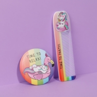 Набор &laquo;Единорог&raquo;, 2 предмета: зеркало, расчёска