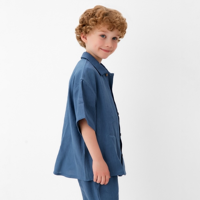 Рубашка для мальчика KAFTAN Linen, р. 32 (110-116), синий