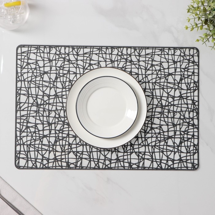 Салфетки сервировочные на стол Доляна &laquo;Милла&raquo;, 4 шт, 30&times;45 см, цвет чёрный