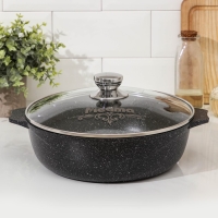 Жаровня «Гранит Black» Induction Pro, 4 л, d=28см, стеклянная крышка, антипригарное покрытие, индукция, цвет чёрный Жаровня «Гранит Black» Induction Pro, 4 л, d=28см, стеклянная крышка, антипригарное покрытие, индукция, цвет чёрный