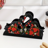 Салфетница &laquo;Пара лебедей&raquo;, 4 х 9 см, хохлома