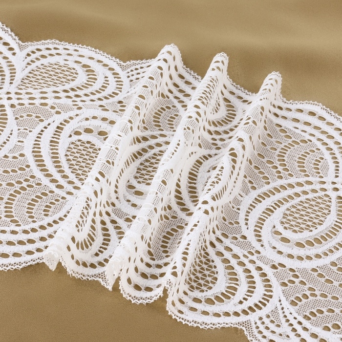 Кружевная эластичная ткань, 180 мм &times; 2,7 &plusmn; 0,5 м, цвет белый