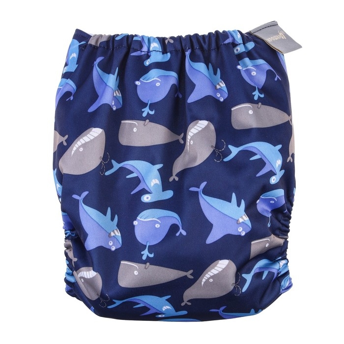 Многоразовый подгузник &laquo;Киты&raquo;, 3-15 кг, цвет синий, Крошка Я