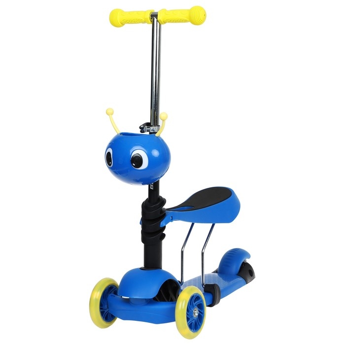 Самокат 2 в 1 GRAFFITI, с корзинкой, колёса PU 120/75 мм, цвет синий Самокат 2 в 1 GRAFFITI, с корзинкой, колёса PU 120/75 мм, цвет синий