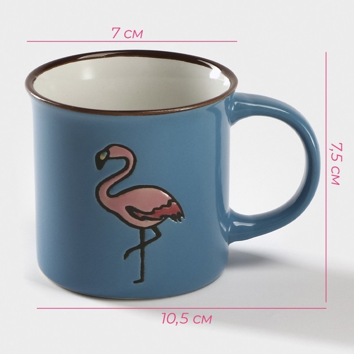 Кружка керамическая Доляна &laquo;Фламинго&raquo;, 180 мл, цвет синий