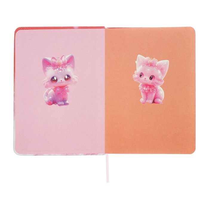 Записная книжка подарочная 96л,линия, цветной срез,обложка ПВХ 3D Кошка (17,7х12,4см)