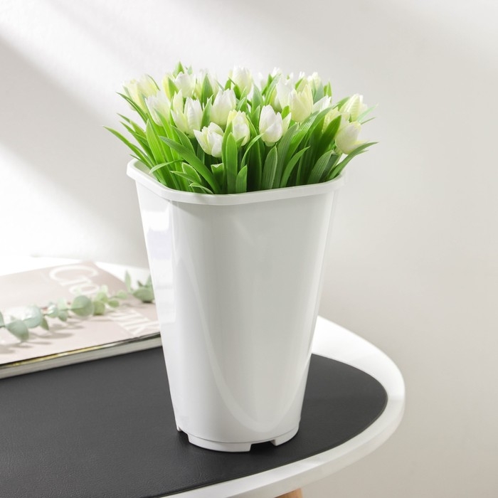 Горшок для цветов &laquo;Роза&raquo;, 2 л, d=14 см, цвет белый