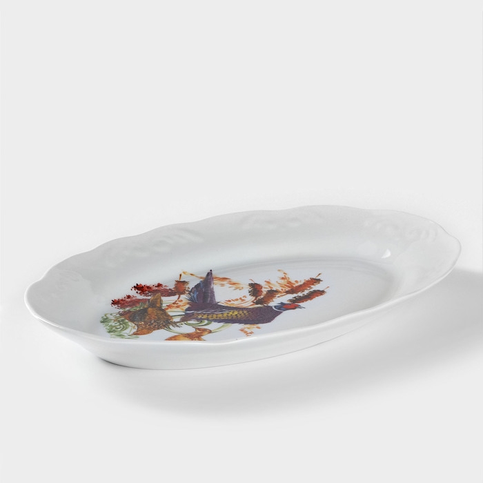 Блюдо фарфоровое &laquo;Сезон охоты&raquo;, d=31,5 см, белое, МИКС