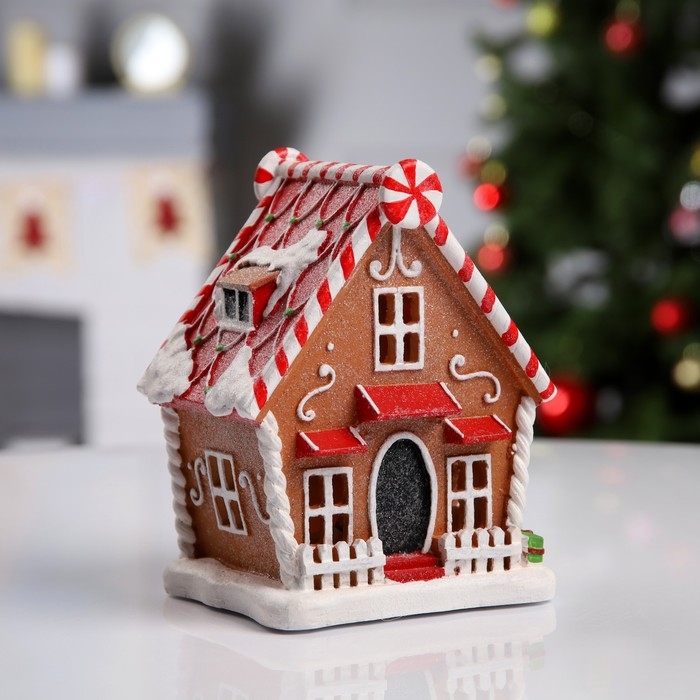 Светодиодная фигура &laquo;Пряничный домик&raquo; 18 &times; 12 &times; 10 см, полистоун, батарейки АААх2 (не в комплекте), свечение тёплое белое