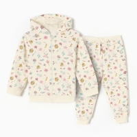 Костюм: толстовка и брюки Крошка Я Flower, рост 62-68 см, бежевый Костюм: толстовка и брюки Крошка Я Flower, рост 62-68 см, бежевый