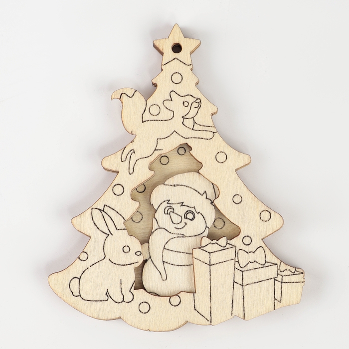 Ёлочная подвеска из дерева своими руками на новый год &laquo;Ёлка&raquo;, новогодний набор для творчества