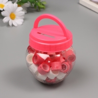 Клейкая лента пластик в банке "Белый и коралл" н-р 40 шт 1,2 см, дл. 0,9 м 7х7х9 см Клейкая лента пластик в банке "Белый и коралл" н-р 40 шт 1,2 см, дл. 0,9 м 7х7х9 см