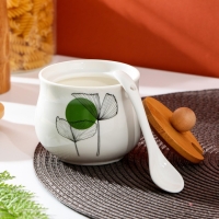 Сахарница керамическая &laquo;Листья&raquo;, 230 мл, цвет белый