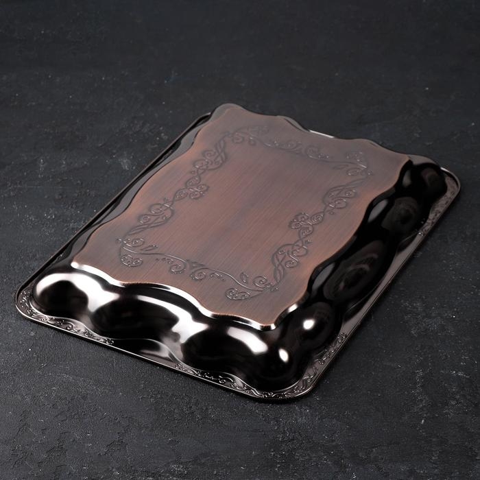 Поднос из нержавеющей стали &laquo;Дарк&raquo;, 40&times;29&times;4 см, цвет бронзовый