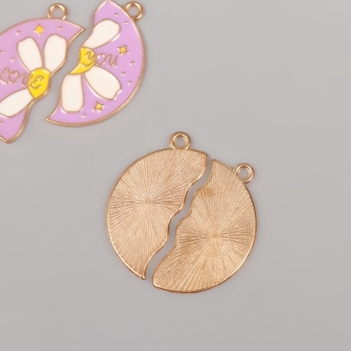 Декор для творчества металл, эмаль Декор для творчества металл, эмаль "Ромашка - половинки" набор 2 шт 2,8х2,7 см