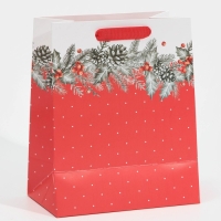 Пакет подарочный новогодний ламинированный &laquo;Еловая веточка&raquo;, MS 18 х 23 х 10 см, Новый год