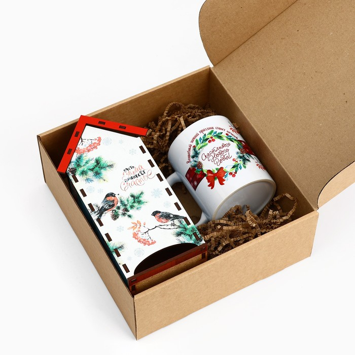 Подарочный новогодний набор: чайный домик и кружка &laquo;Новый год: С новым годом&raquo;