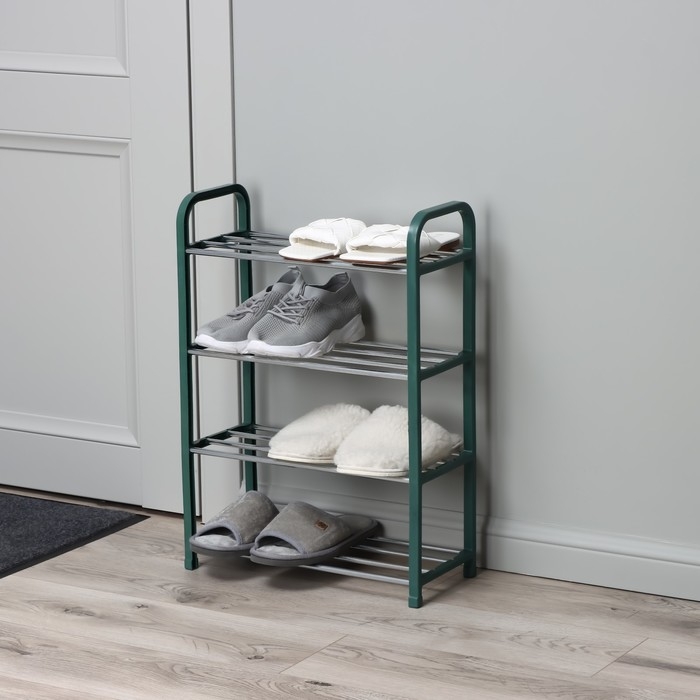 Обувница Доляна, 4 яруса, 42&times;19&times;59 см, цвет зелёный