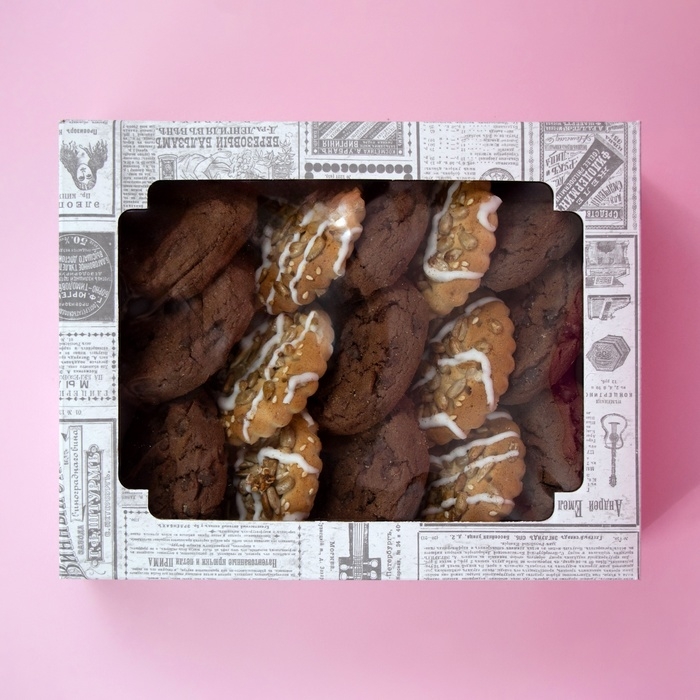 Коробка самосборная, крышка-дно, с окном, &laquo;Газета&raquo; 18 х 15 х 5 см