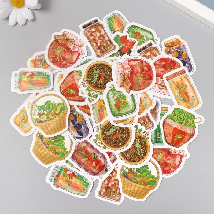 Наклейки для творчества Наклейки для творчества "Домашние заготовки" тиснение золото набор 48 шт 9х7х0,8 см