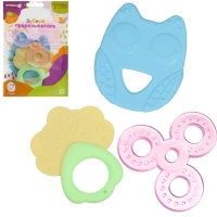 Набор прорезывателей силиконовых &laquo;Для малыша&raquo;, с погремушкой, 3 шт., Крошка Я