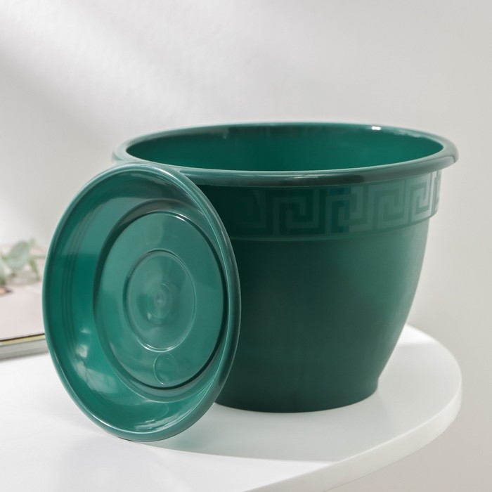 Горшок для цветов с поддоном &laquo;Антик&raquo;, 1.6 л, d=17 см, пластиковый, цвет малахит