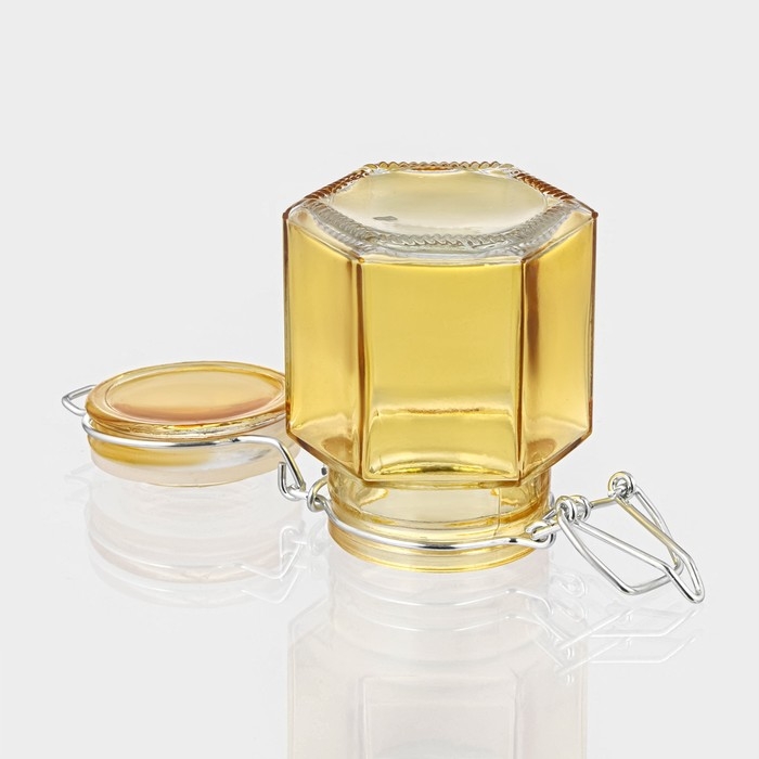 Банка стеклянная для хранения сыпучих продуктов &laquo;Грани&raquo;, 100 мл, 5,5&times;8 см, с бугельным замком, цвет МИКС