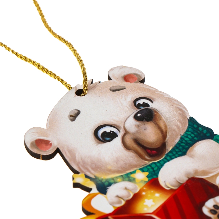 Ёлочная деревянная подвеска «Новый год! Белый мишка» Ёлочная деревянная подвеска «Новый год! Белый мишка»