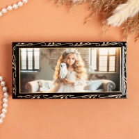 Шкатулка &laquo;Девочка с белой совой&raquo;, черная, 8,5&times;17 см, лаковая миниатюра