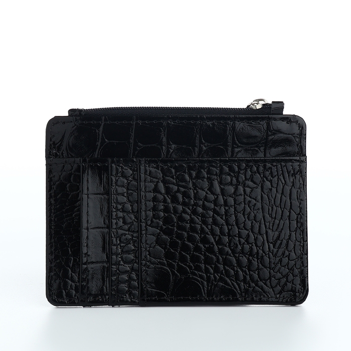 Визитница кожаная, TEXTURA, 8 карт, цвет чёрный