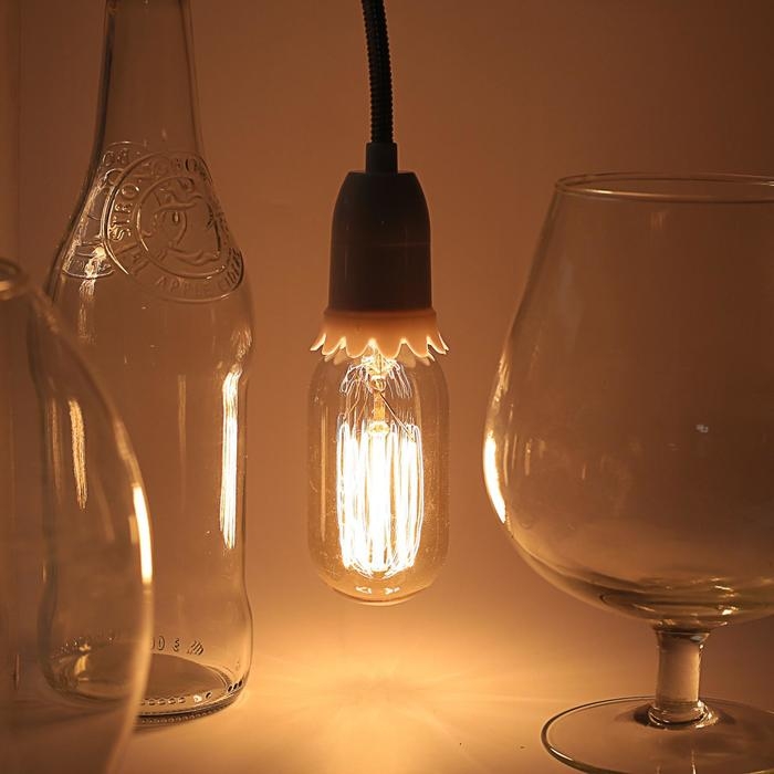 Лампа накаливания винтажная Лампа накаливания винтажная "Колба", T45, 40 Вт, Е27, 230 В, 113х45 мм, теплый белый