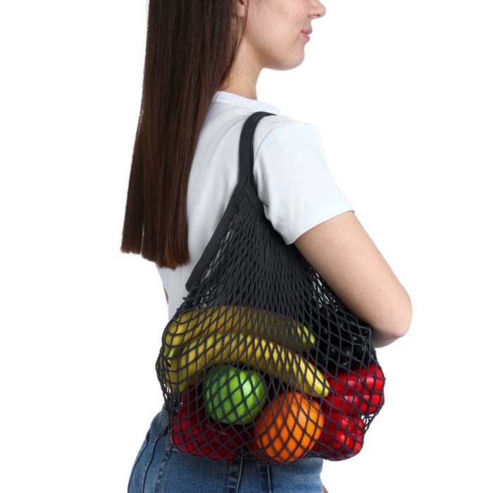 Авоська плетёная сумка сетка 34 х 34 см, ручка 12 см, клетка 1.5 см, чёрная Авоська плетёная сумка сетка 34 х 34 см, ручка 12 см, клетка 1.5 см, чёрная