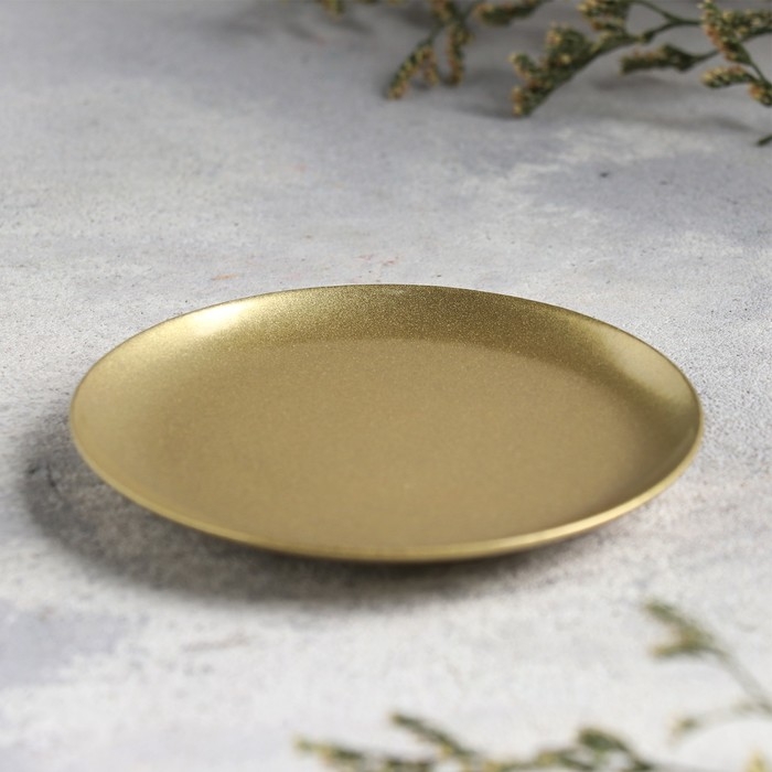 Подсвечник Подсвечник "Тарелка 76" металл на одну свечу, 7,6х7,6 см, золотой