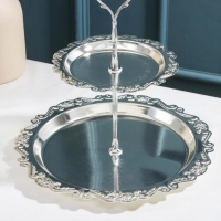 Подставка для десертов и фруктов 2-х ярусная &laquo;Изида&raquo;, 25&times;25&times;26 см, цвет серебряный