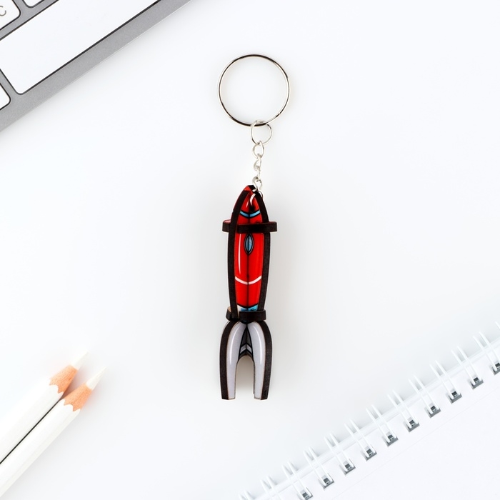 Брелок для ключей деревянный конструктор &laquo;Ракета&raquo;, 2.1 х 7 см