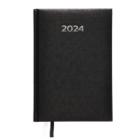 Ежедневник датированный 2024 года, А5, 176 листов, Attomex.Lancaster, обложка балакрон, ляссе, блок 70 г/м2, чёрный