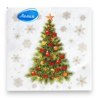 Новый год. Салфетки бумажные Лилия &laquo;Нарядная ель&raquo;, 2 слоя, 33х33, 20 шт.