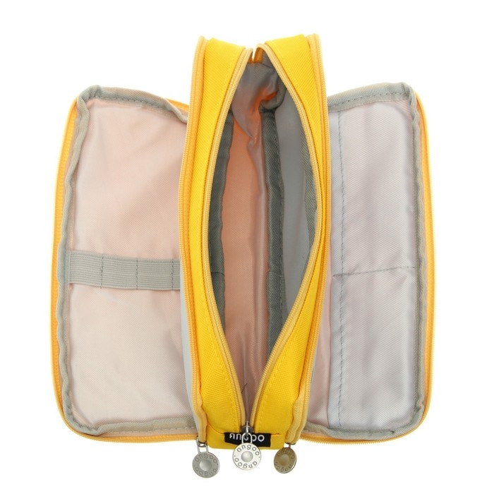 Пенал школьный на молнии 3-х секционный, жёлтый Пенал школьный на молнии 3-х секционный, жёлтый