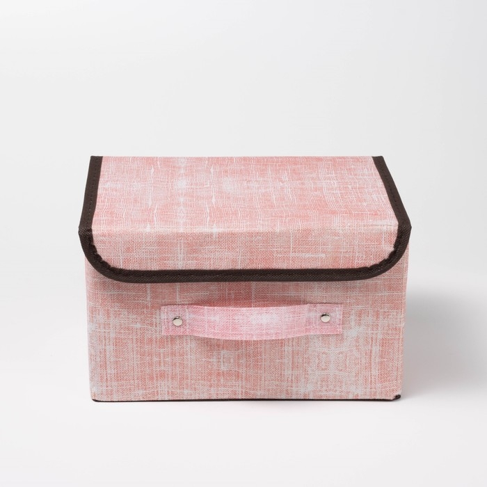 Короб стеллажный для хранения с крышкой &laquo;Ронда&raquo;, 26&times;20,5&times;16 см, цвет розовый