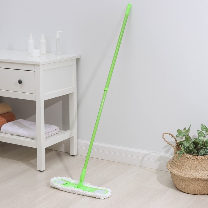 Швабра для мытья пола Доляна, микрофибра 38&times;8 см, гибкие края, телескопическая ручка 80(120) см