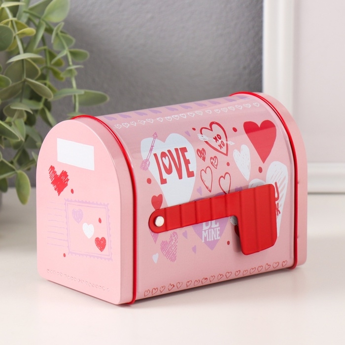 Шкатулка металл почтовый ящик Шкатулка металл почтовый ящик "Романтика" розовая 13,3х8х9,5 см